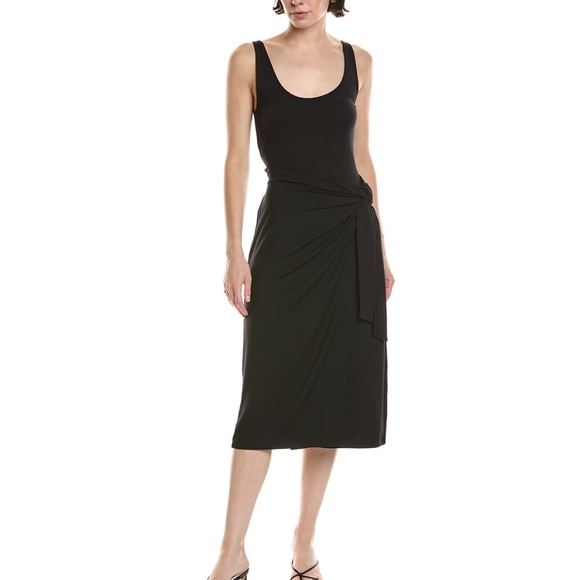 NWT  Vince. Scoop Neck Wrap Tank Dress in Black (Size M) - Picture 1 of 7